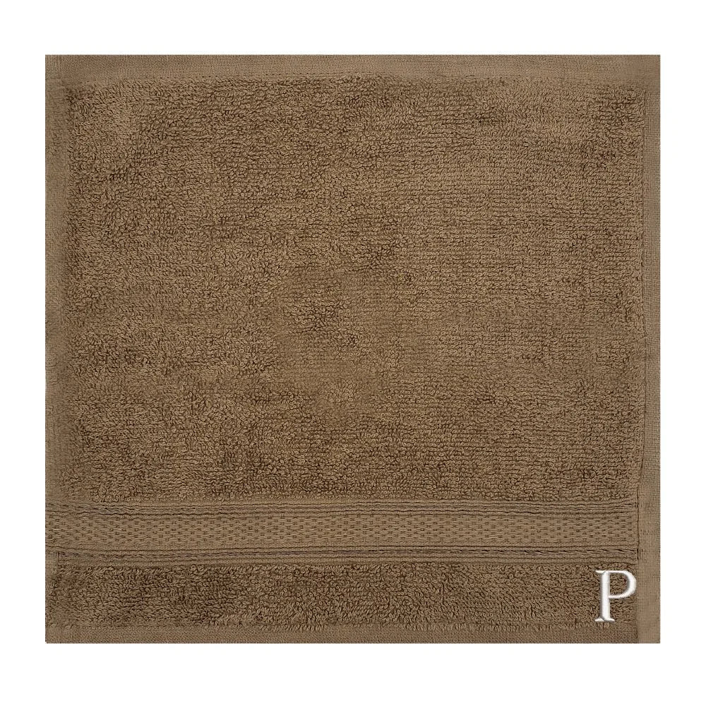 BYFT Daffodil Monogrammed Face Towel Dark Beige 30 x 30 Cm