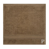BYFT Daffodil Monogrammed Face Towel Dark Beige 30 x 30 Cm