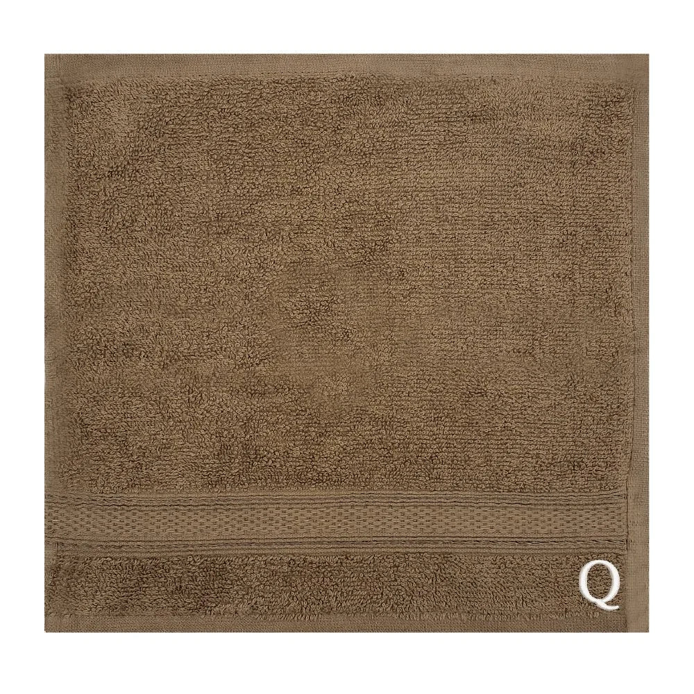 BYFT Daffodil Monogrammed Face Towel Dark Beige 30 x 30 Cm
