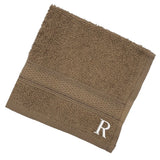 BYFT Daffodil Monogrammed Face Towel Dark Beige 30 x 30 Cm