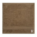 BYFT Daffodil Monogrammed Face Towel Dark Beige 30 x 30 Cm
