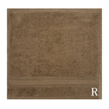 BYFT Daffodil Monogrammed Face Towel Dark Beige 30 x 30 Cm