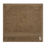 BYFT Daffodil Monogrammed Face Towel Dark Beige 30 x 30 Cm