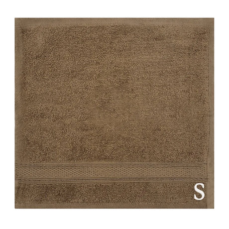 BYFT Daffodil Monogrammed Face Towel Dark Beige 30 x 30 Cm