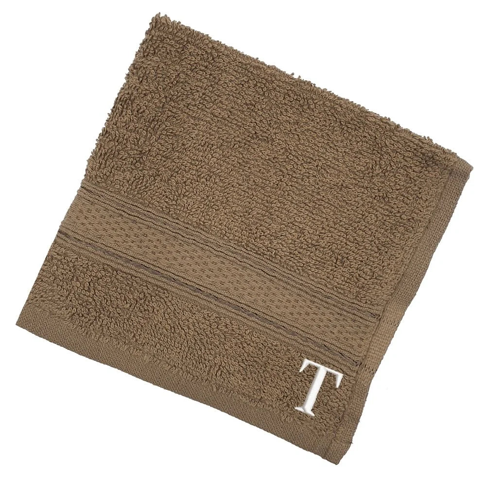 BYFT Daffodil Monogrammed Face Towel Dark Beige 30 x 30 Cm