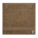BYFT Daffodil Face Towel Dark Beige Monogrammed Pure Cotton Personalised Initial / Letter / Alphabet Perfect For Gifting Set of 06