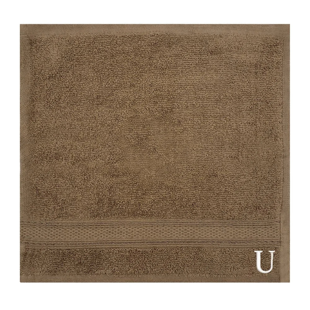 BYFT Daffodil Monogrammed Face Towel Dark Beige 30 x 30 Cm
