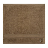 BYFT Daffodil Monogrammed Face Towel Dark Beige 30 x 30 Cm