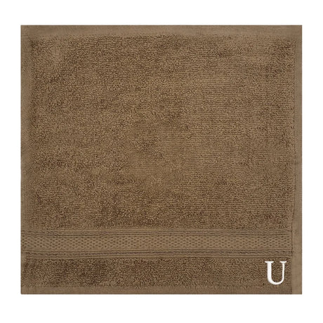 BYFT Daffodil Monogrammed Face Towel Dark Beige 30 x 30 Cm