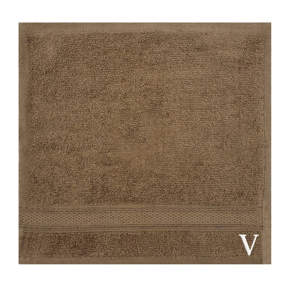 BYFT Daffodil Monogrammed Face Towel Dark Beige 30 x 30 Cm