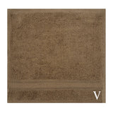 BYFT Daffodil Monogrammed Face Towel Dark Beige 30 x 30 Cm