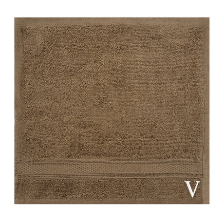 BYFT Daffodil Monogrammed Face Towel Dark Beige 30 x 30 Cm
