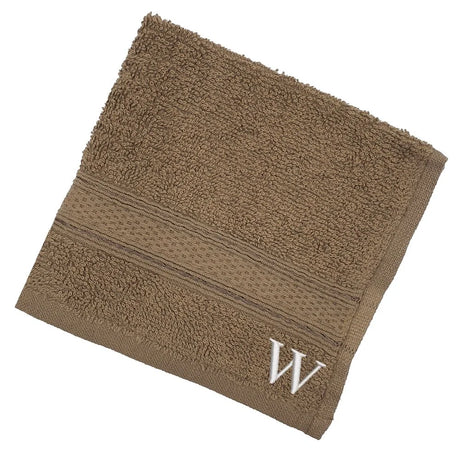 BYFT Daffodil Monogrammed Face Towel Dark Beige 30 x 30 Cm