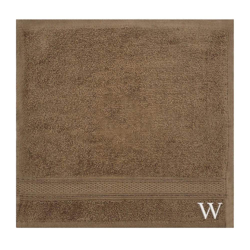BYFT Daffodil Monogrammed Face Towel Dark Beige 30 x 30 Cm
