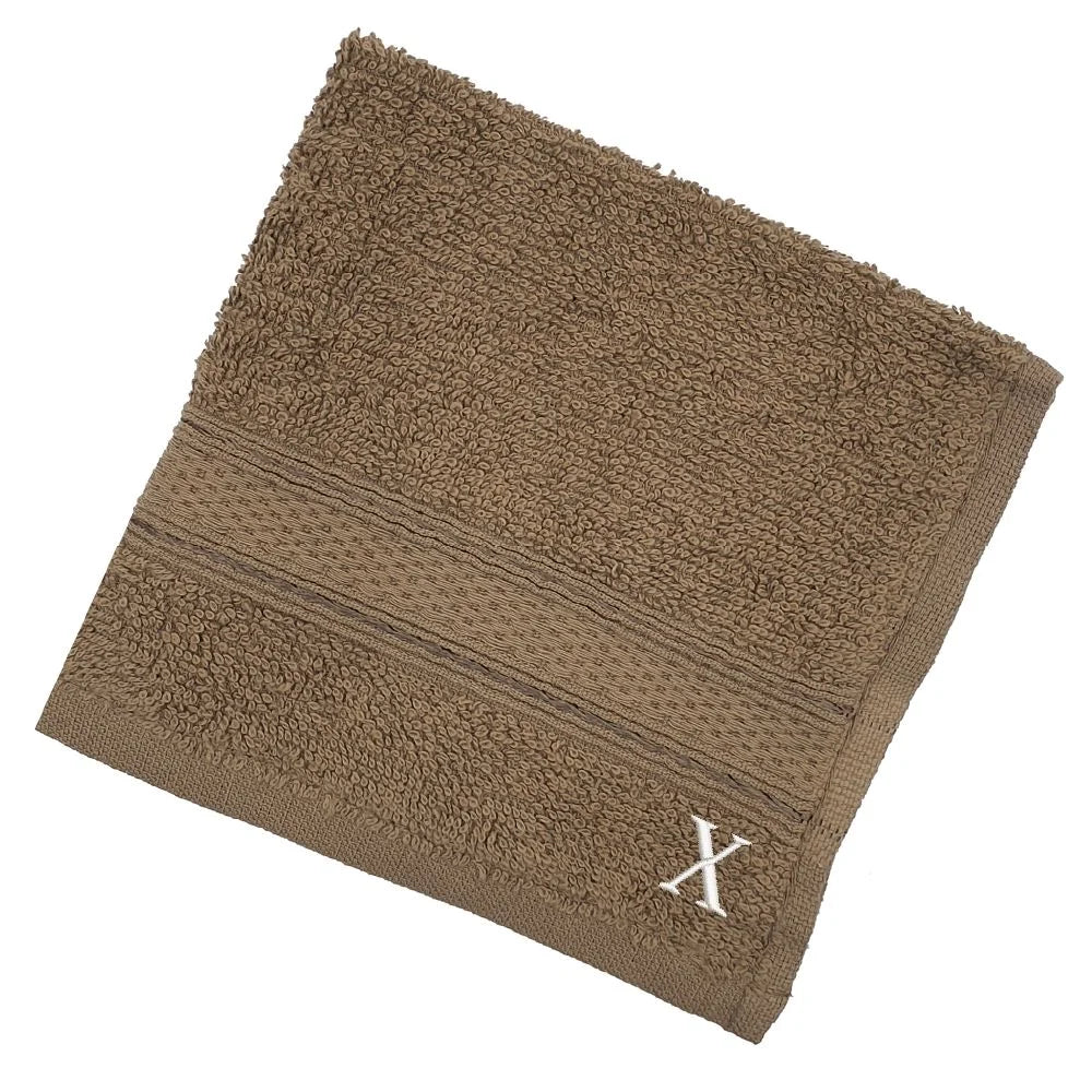 BYFT Daffodil Monogrammed Face Towel Dark Beige 30 x 30 Cm