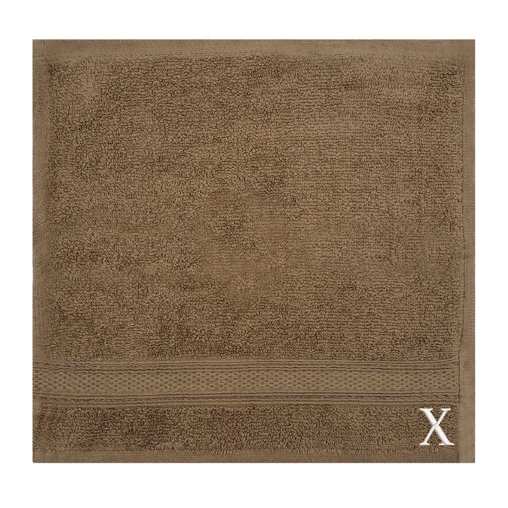 BYFT Daffodil Monogrammed Face Towel Dark Beige 30 x 30 Cm