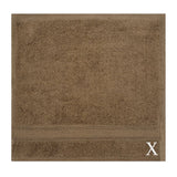 BYFT Daffodil Monogrammed Face Towel Dark Beige 30 x 30 Cm