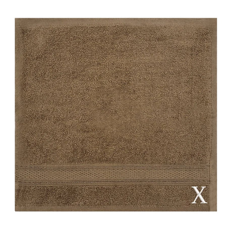 BYFT Daffodil Monogrammed Face Towel Dark Beige 30 x 30 Cm