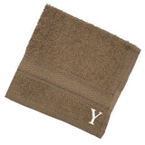 BYFT Daffodil Monogrammed Face Towel Dark Beige 30 x 30 Cm