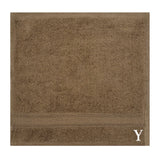 BYFT Daffodil Monogrammed Face Towel Dark Beige 30 x 30 Cm
