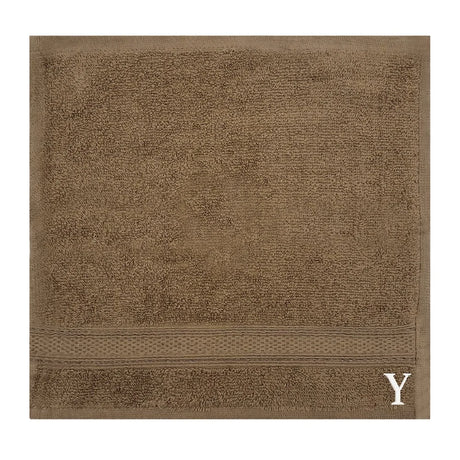 BYFT Daffodil Monogrammed Face Towel Dark Beige 30 x 30 Cm