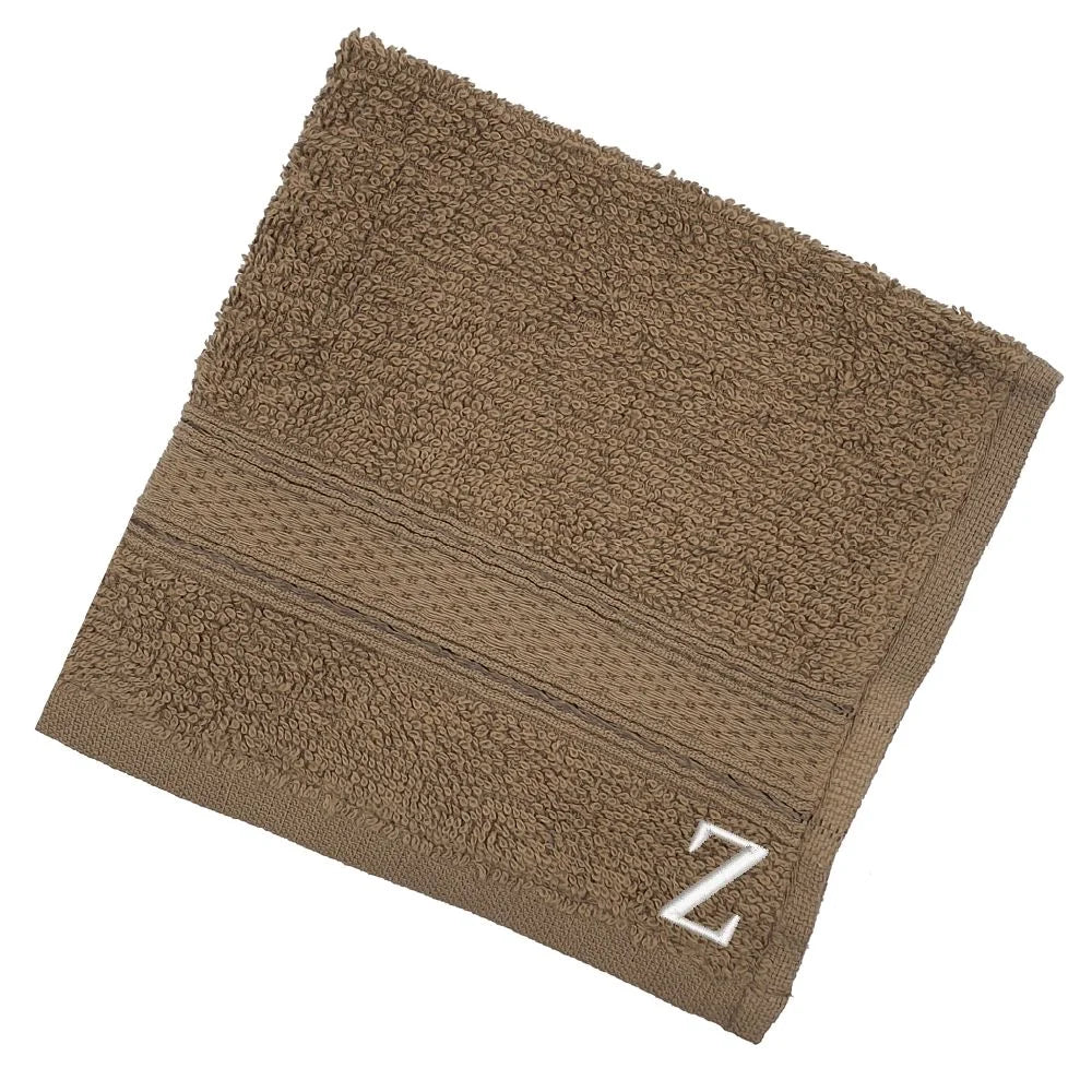 BYFT Daffodil Monogrammed Face Towel Dark Beige 30 x 30 Cm