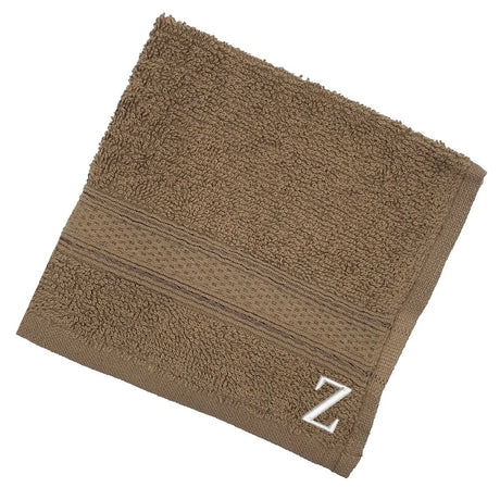 BYFT Daffodil Monogrammed Face Towel Dark Beige 30 x 30 Cm