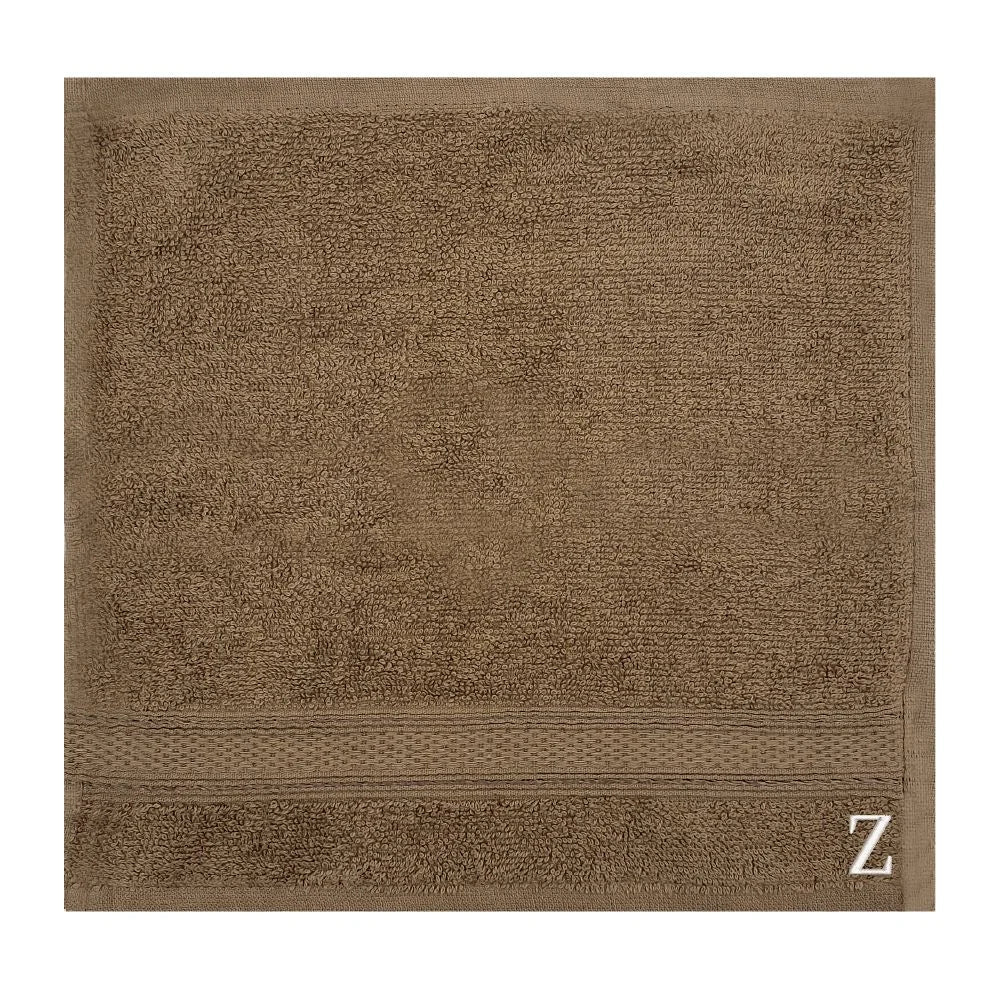 BYFT Daffodil Monogrammed Face Towel Dark Beige 30 x 30 Cm