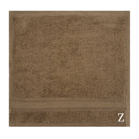 BYFT Daffodil Monogrammed Face Towel Dark Beige 30 x 30 Cm