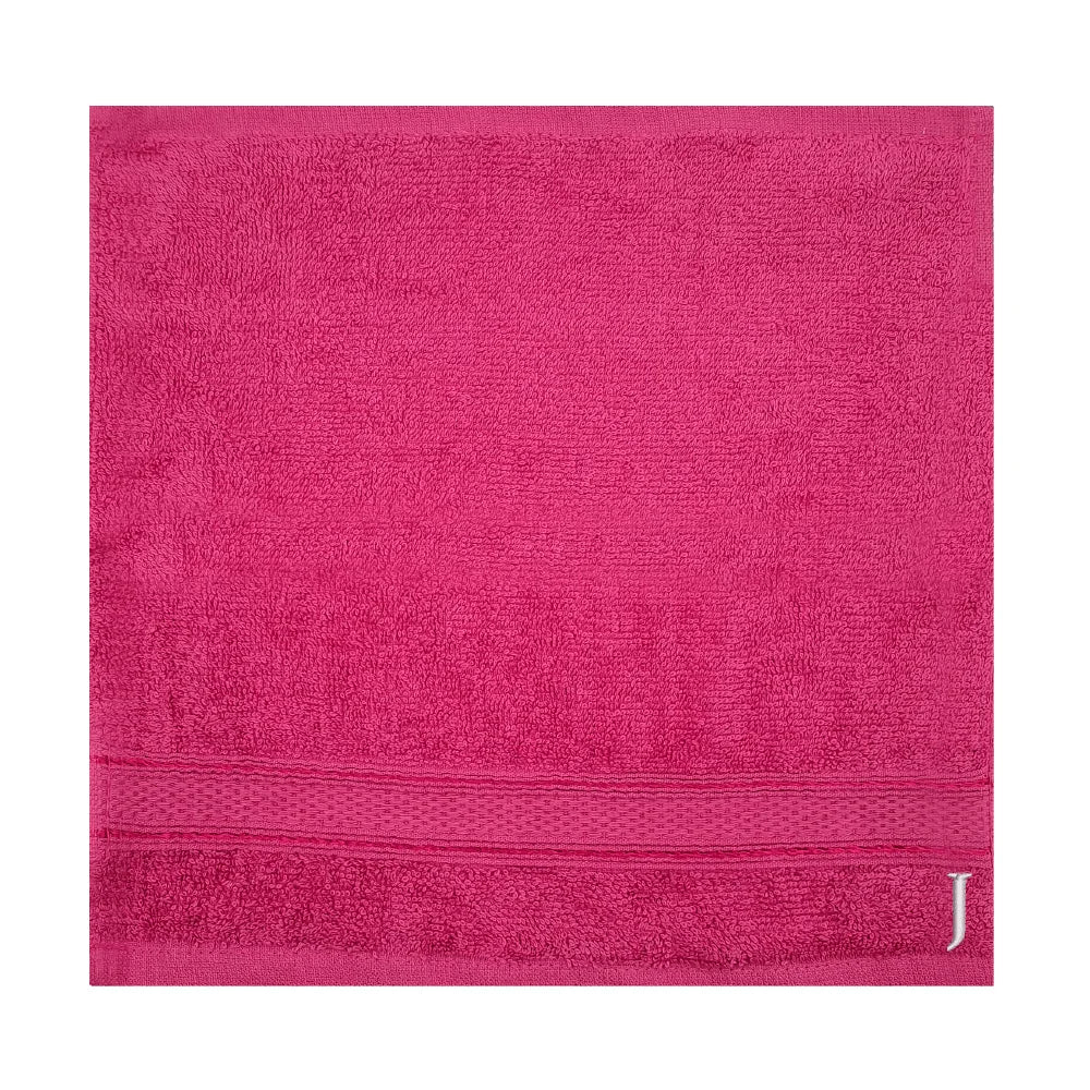 BYFT Daffodil Monogrammed Face Towel Fuchsia Pink 30 x 30 Cm