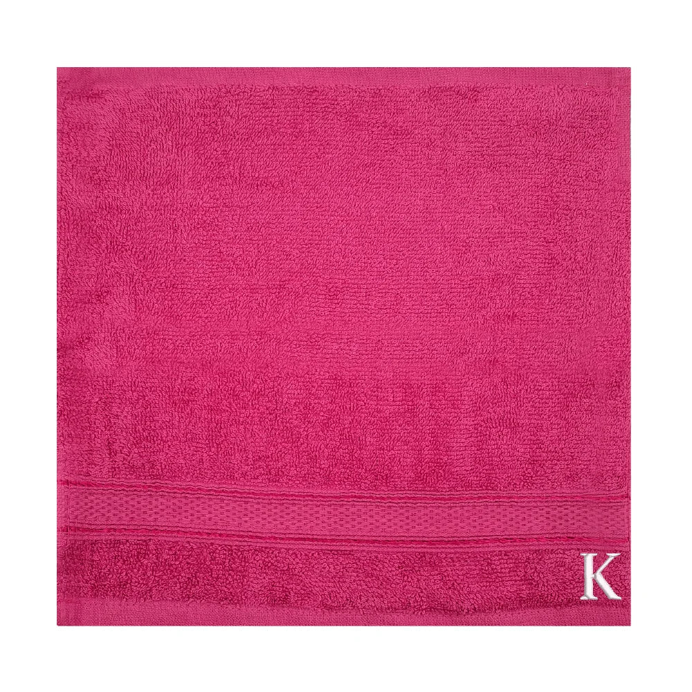 BYFT Daffodil Monogrammed Face Towel Fuchsia Pink 30 x 30 Cm