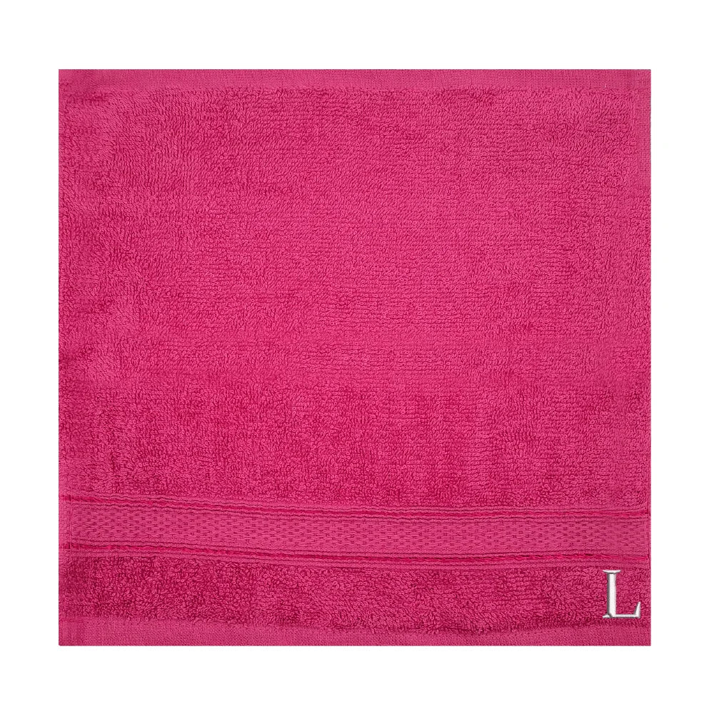 BYFT Daffodil Monogrammed Face Towel Fuchsia Pink 30 x 30 Cm