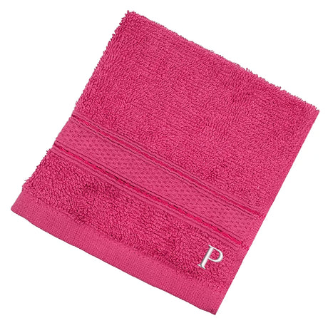 BYFT Daffodil Monogrammed Face Towel Fuchsia Pink 30 x 30 Cm