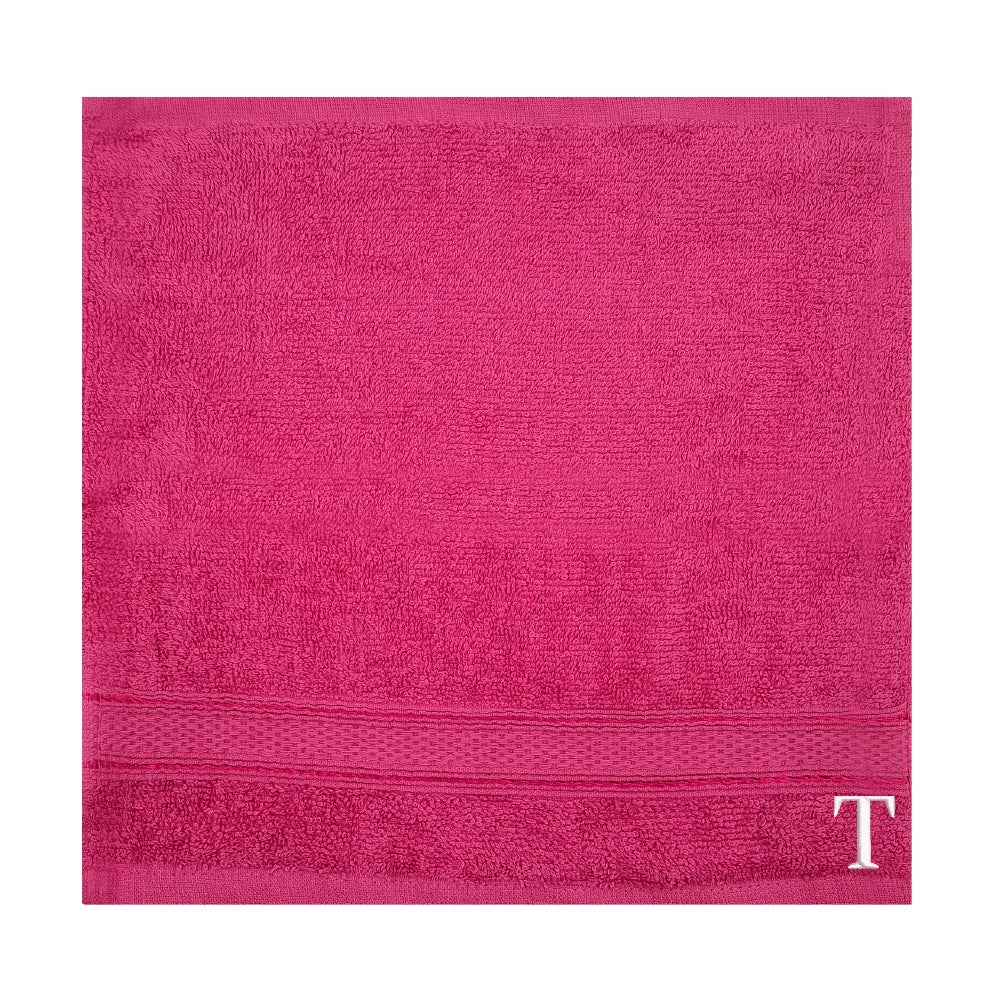 BYFT Daffodil Monogrammed Face Towel Fuchsia Pink 30 x 30 Cm