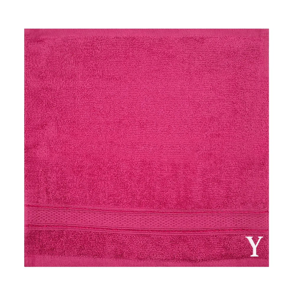 BYFT Daffodil Monogrammed Face Towel Fuchsia Pink 30 x 30 Cm