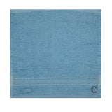 BYFT Daffodil Monogrammed Face Towel Light Blue 30 x 30 Cm
