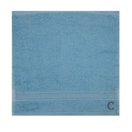 BYFT Daffodil Monogrammed Face Towel Light Blue 30 x 30 Cm