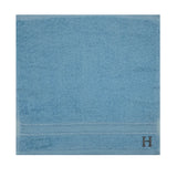 BYFT Daffodil Monogrammed Face Towel Light Blue 30 x 30 Cm