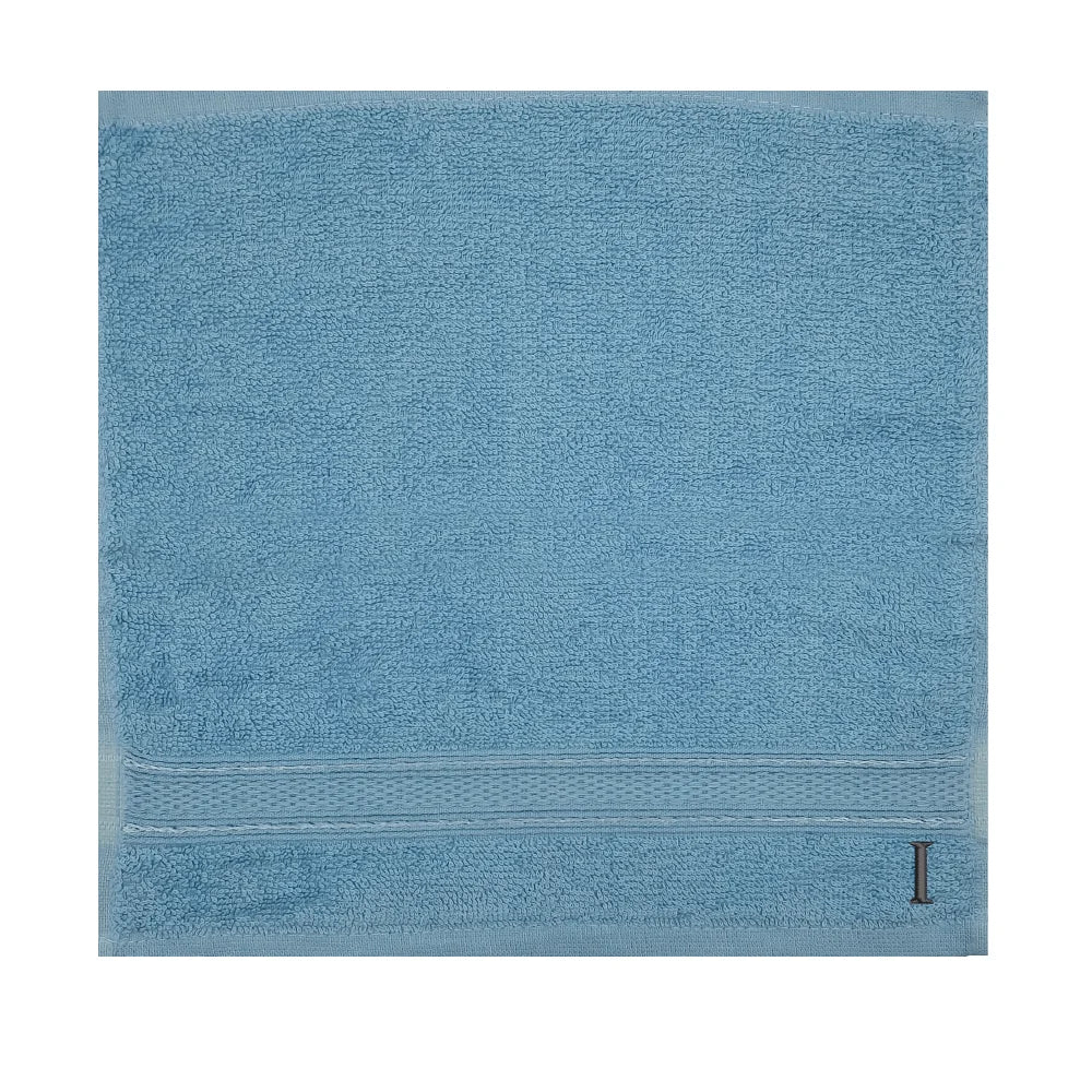 BYFT Daffodil Monogrammed Face Towel Light Blue 30 x 30 Cm