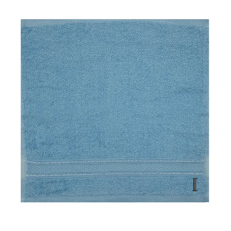 BYFT Daffodil Monogrammed Face Towel Light Blue 30 x 30 Cm
