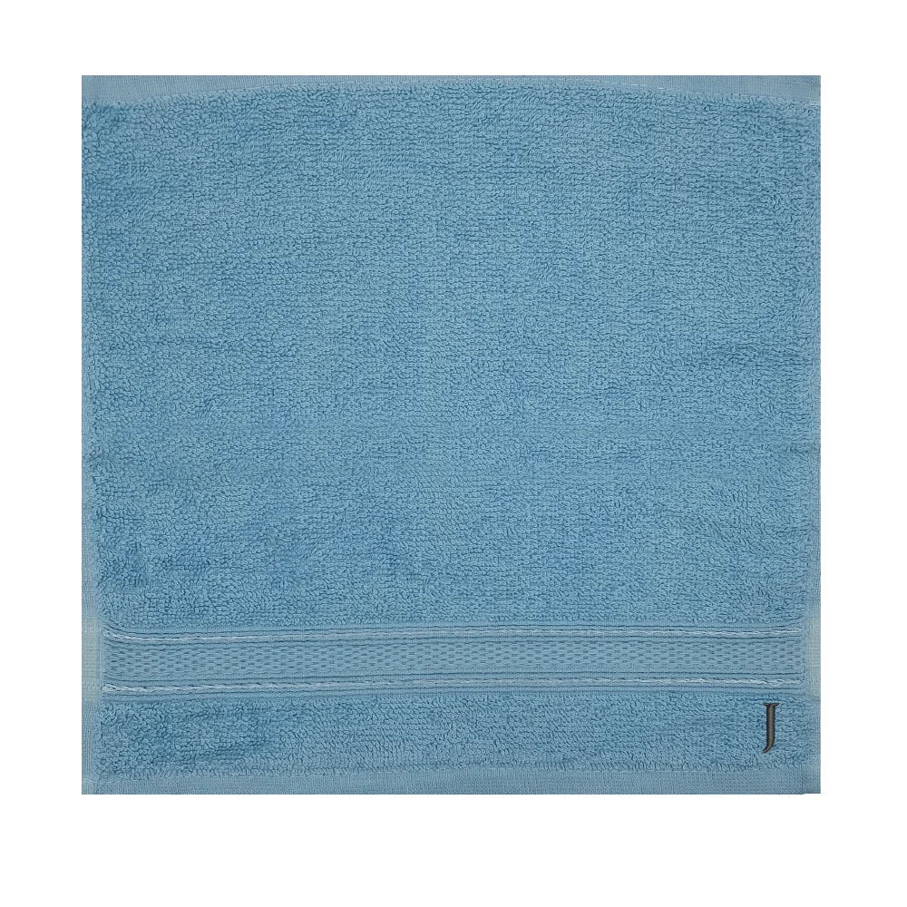 BYFT Daffodil Monogrammed Face Towel Light Blue 30 x 30 Cm