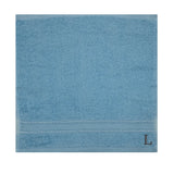 BYFT Daffodil Monogrammed Face Towel Light Blue 30 x 30 Cm