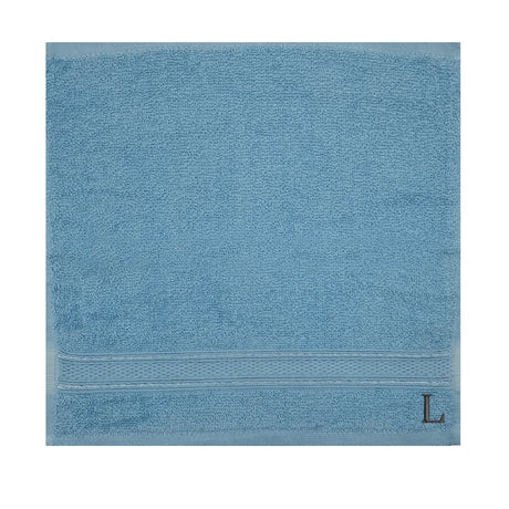 BYFT Daffodil Monogrammed Face Towel Light Blue 30 x 30 Cm
