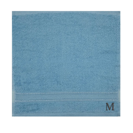BYFT Daffodil Monogrammed Face Towel Light Blue 30 x 30 Cm