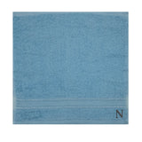 BYFT Daffodil Monogrammed Face Towel Light Blue 30 x 30 Cm