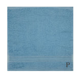 BYFT Daffodil Monogrammed Face Towel Light Blue 30 x 30 Cm