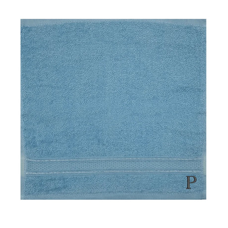 BYFT Daffodil Monogrammed Face Towel Light Blue 30 x 30 Cm