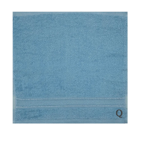 BYFT Daffodil Monogrammed Face Towel Light Blue 30 x 30 Cm