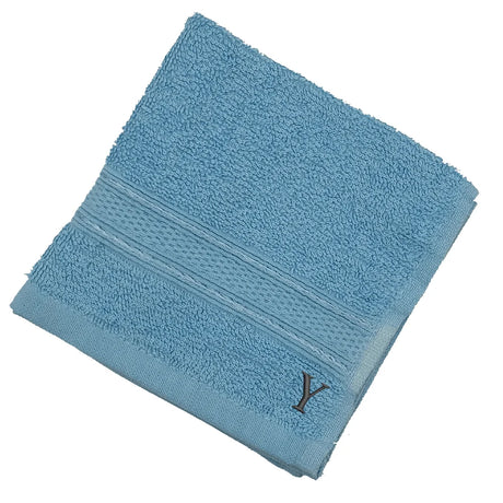 BYFT Daffodil Monogrammed Face Towel Light Blue 30 x 30 Cm