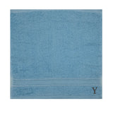 BYFT Daffodil Monogrammed Face Towel Light Blue 30 x 30 Cm